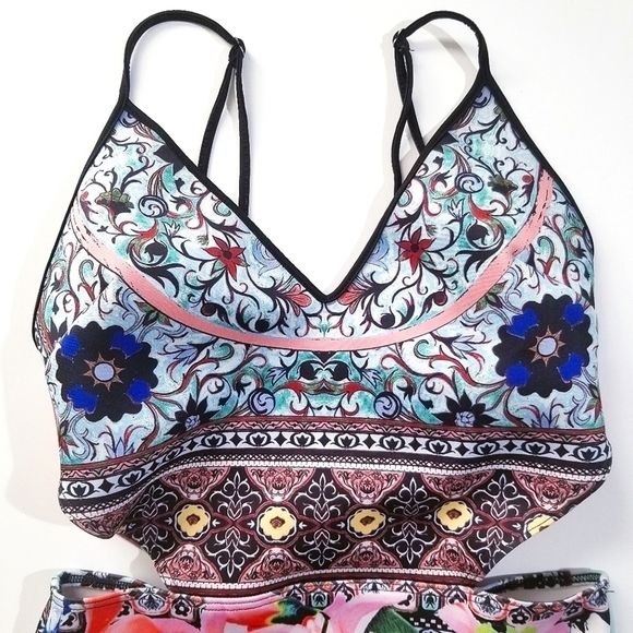 CLOVER CANYON Floral Collage Vibrant Cutout One Piece Swimsuit XS - Picture 10 of 10